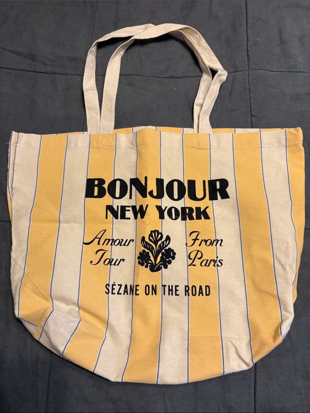 Sezane New York Yellow Stripe Tote Bag
